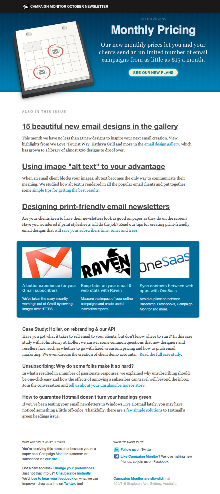 Campaign Monitor Newsletter 2010 HTML Email Gallery