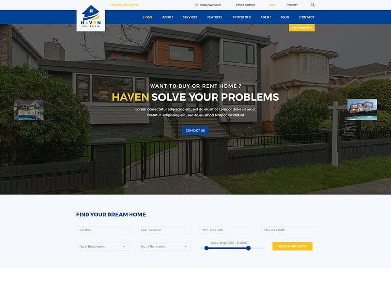 Haven Real Estate Responsive HTML Template HTML Lib