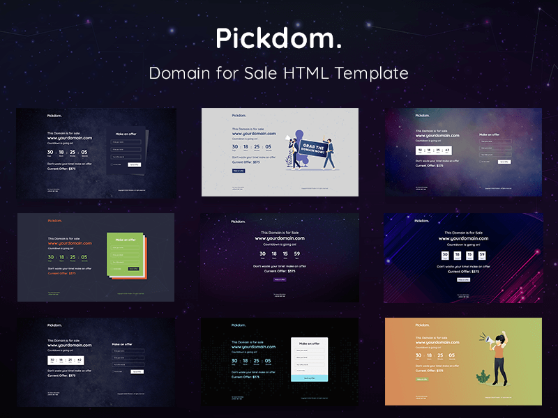 Pickdom Domain for Sale HTML Template HTML Lib
