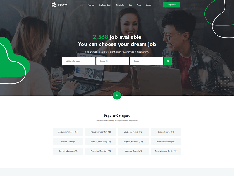Finate Job Portal site Template Using Bootstrap 5 HTML Lib