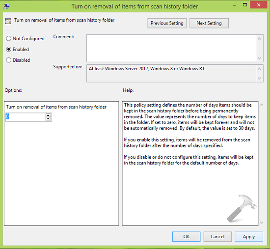 [How To] Disable Automatic Removal Of Scan History Items For Windows