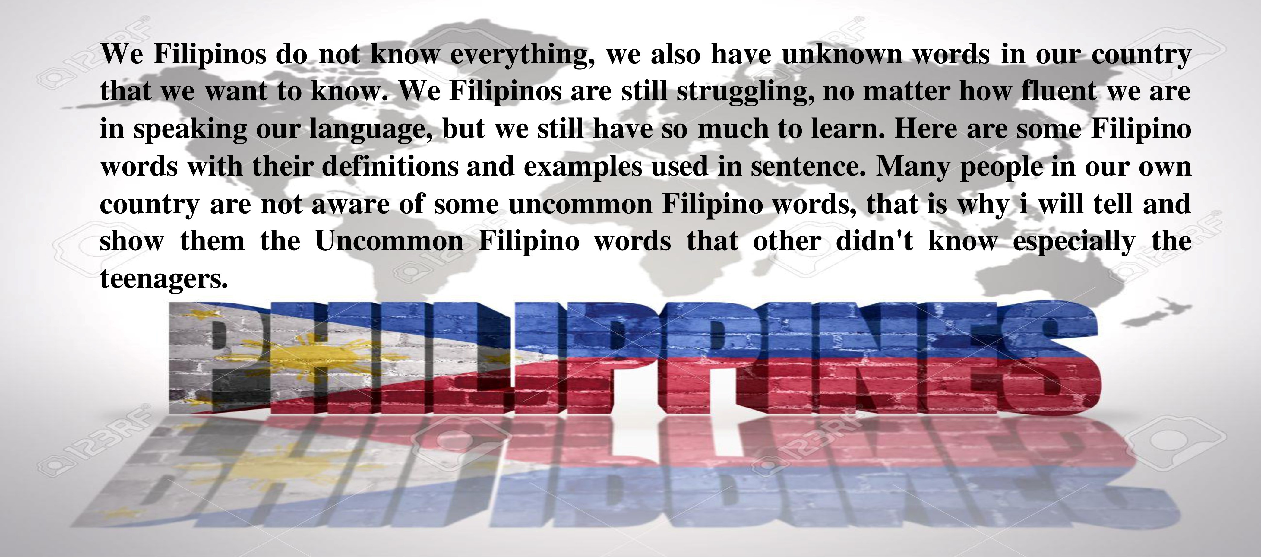 The 10 Used Filipino Words; Definition and Example sentences