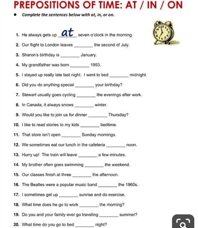 SIXTH GRADE ( 1112 years old) 5 o´clock