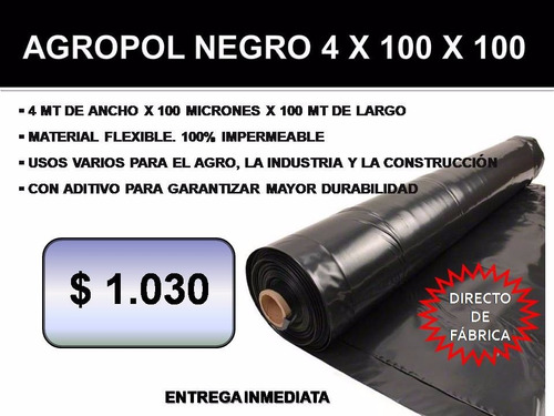 Film De Polietileno Negro. Nylon De 4Mt 100 Y 200 Micrones. $999 H8Vtl - Precio D Argentina