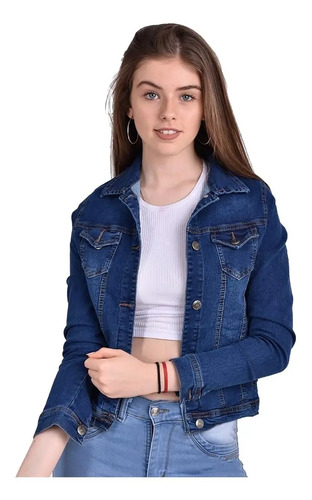 Campera Jean De Mujer Elastizado Azul Localizado De Calidad, Compra Y Venta