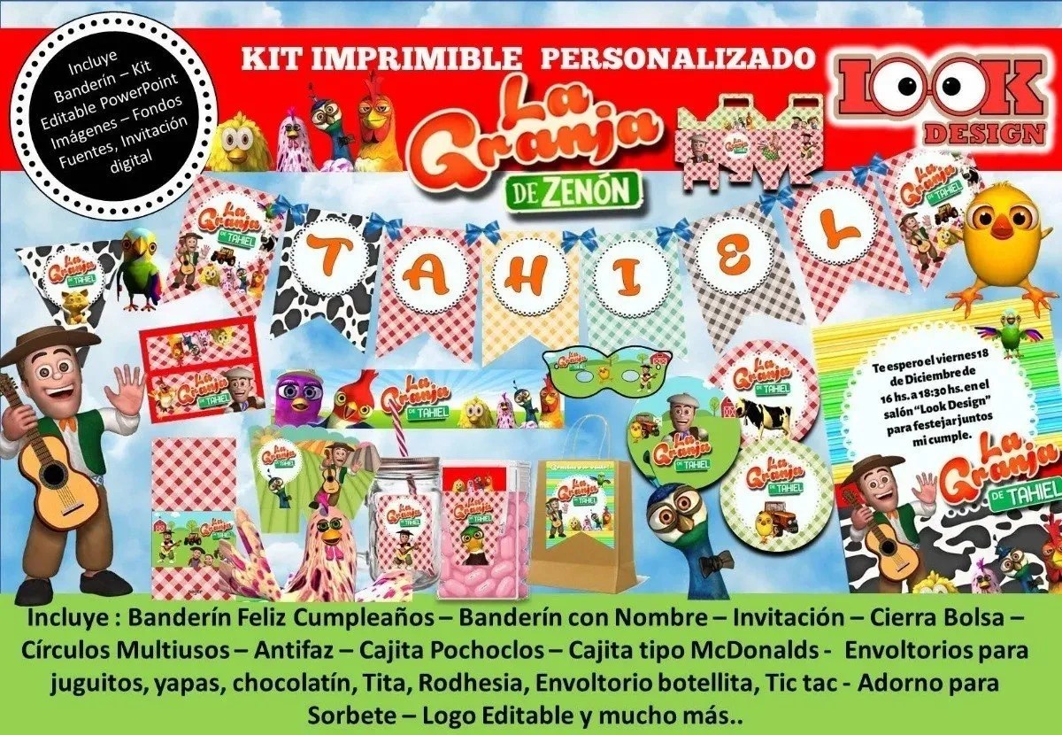 Kit Imprimible La Granja de Zenon Candy Bar Cumpleanos en Bs.As. G.B.A