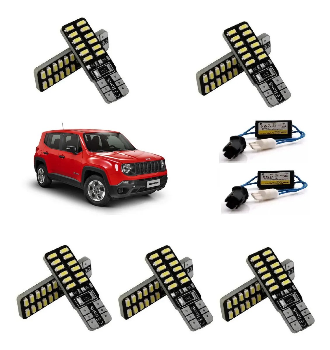 Kit Mega Lampadas Led Interna E Placa Jeep Renegade Acessórios para