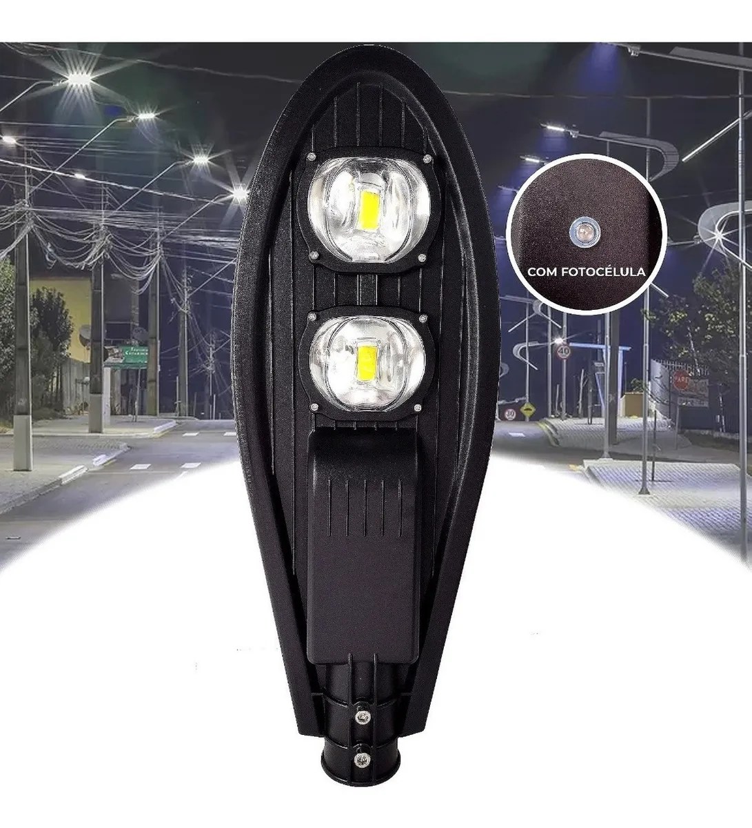 Luminaria Publica 100w Fotocelula de Led Rodovia Praca Mebuscar Brasil