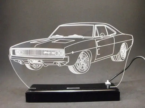 Abajur Luminaria Acrilico Iluminado Com Led Dodge Charger Mercado Livre