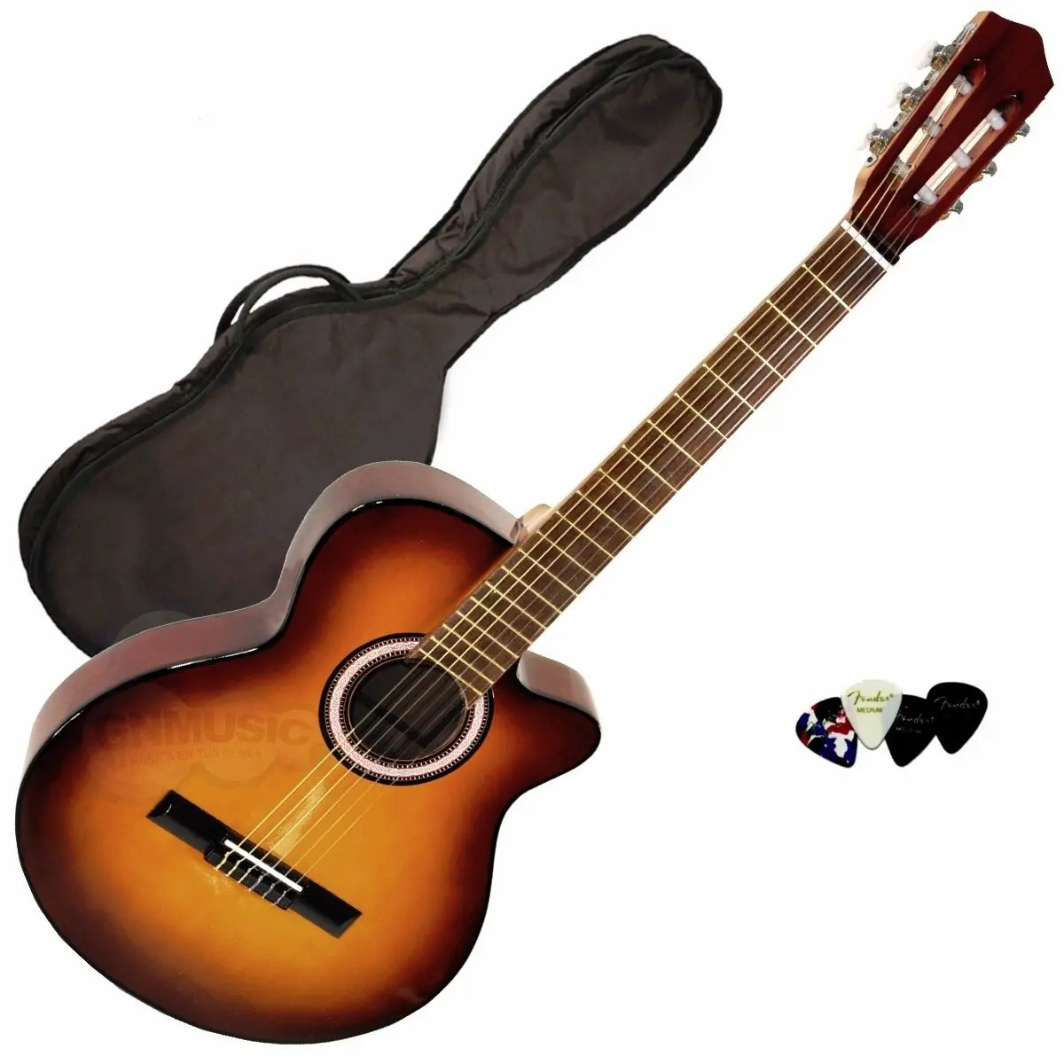 Guitarra Criolla 1/2 Media Caja Funda Pua Fender Cd Garantia Mercado