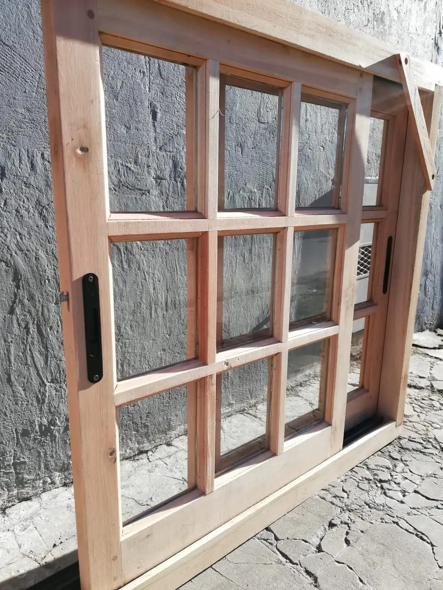 Ventana De Madera Corrediza Vidrio Repartido 150x110 Grandis Mercado