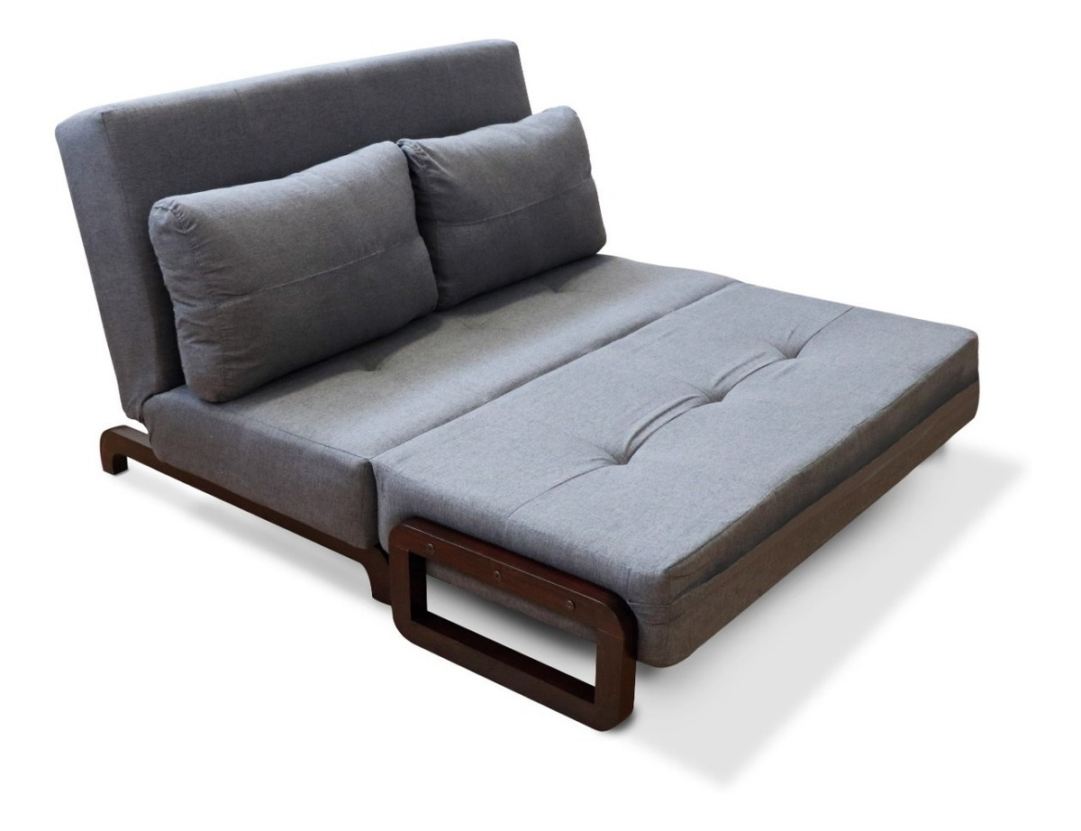 Sofa Cama Matrimonial Moderno Toques En Madera Tela Mobydec Meses sin
