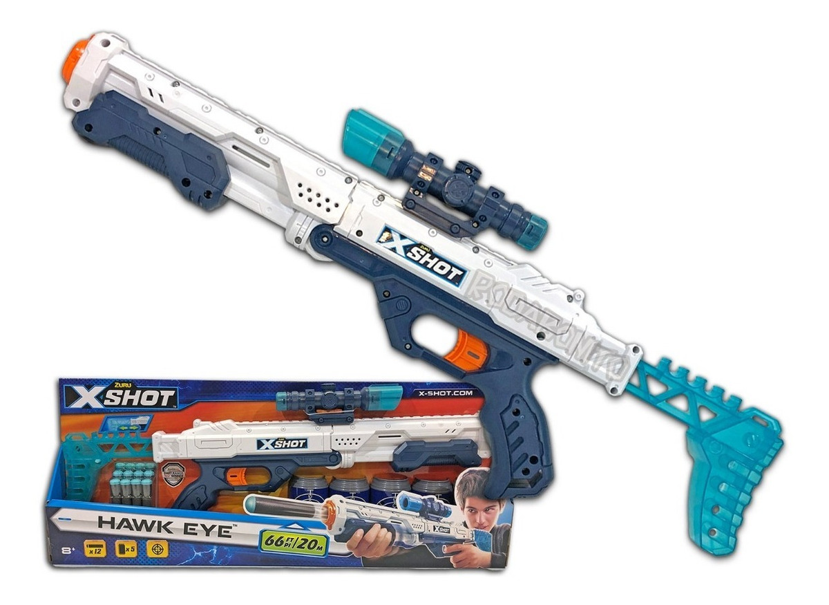 Rifle Hawkeye Con Mira Sniper Dardos Espuma 24mts Xshot