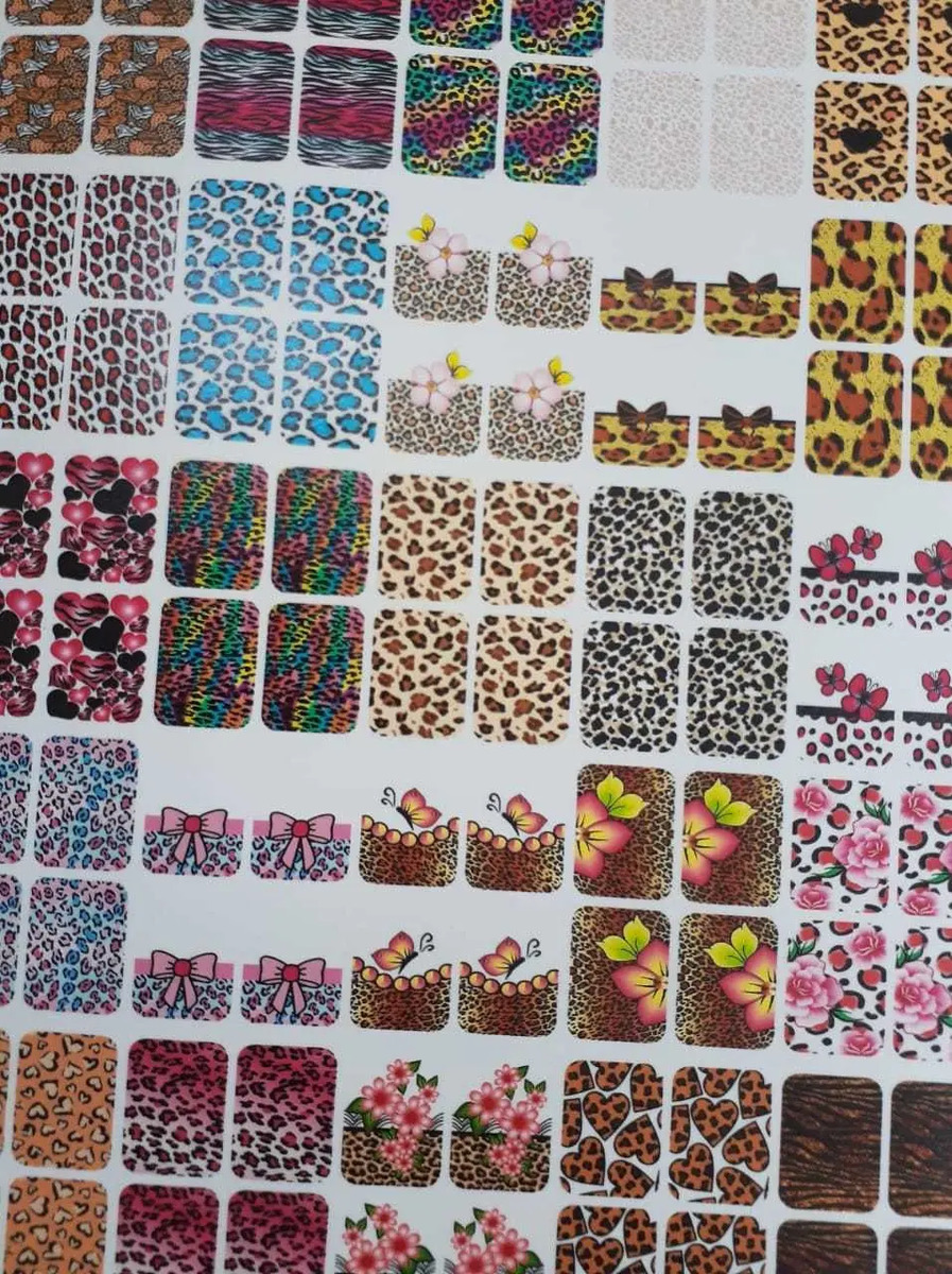 Cartela De Adesivos Para Unhas 72 Pares Animal Print Mercado Livre