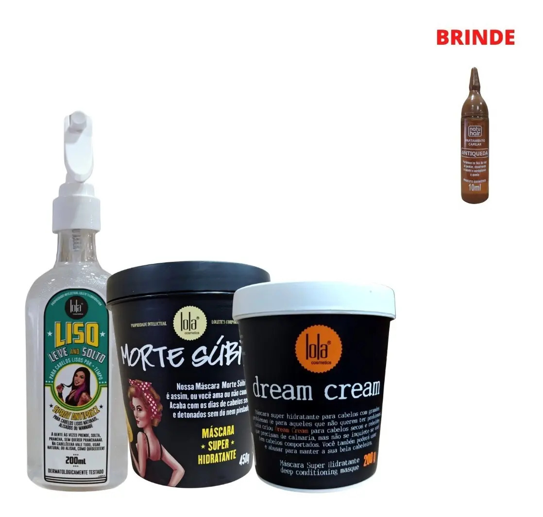 Kit Lola Spray Antifrizz + Mascara Morte Súbita Dream Cream Parcelamento sem juros