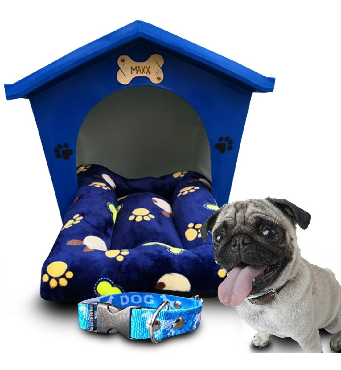 Casa Térmica Perros Mediana + Colchón + Nombre + Collar Meses sin
