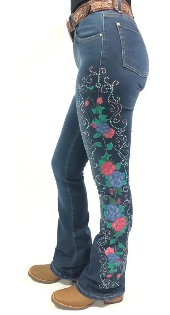 Calça Jeans Country Feminina West Dust Flare Bordado Strass Mercado Livre