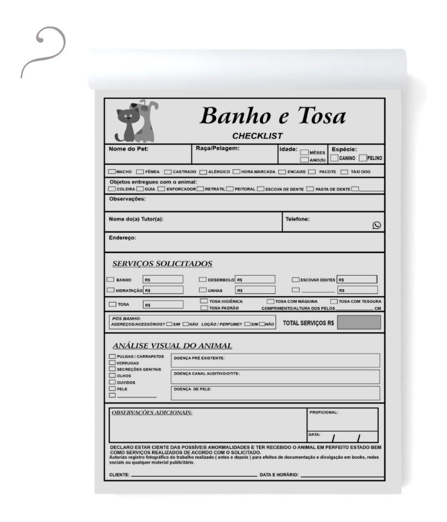 Kit 10 Blocos Ficha Checklist Para Banho Tosa Agropecuária Mercado Livre