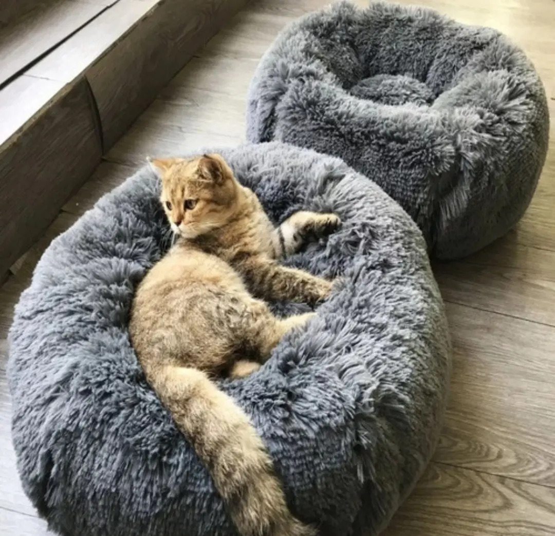 Cama De Felpa 70cm Suave Relajante Para Perros Y Gatos Mercado Libre