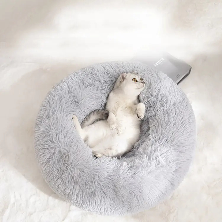 Cama Tipo Dona Para Gato O Perro De Felpa 50 Cm Relajante Meses sin