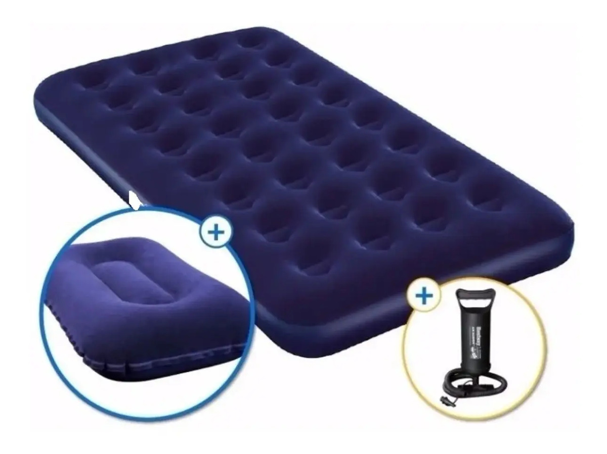 Colchon Inflable Una 1 Plaza + Almohada + Inflador MercadoLibre