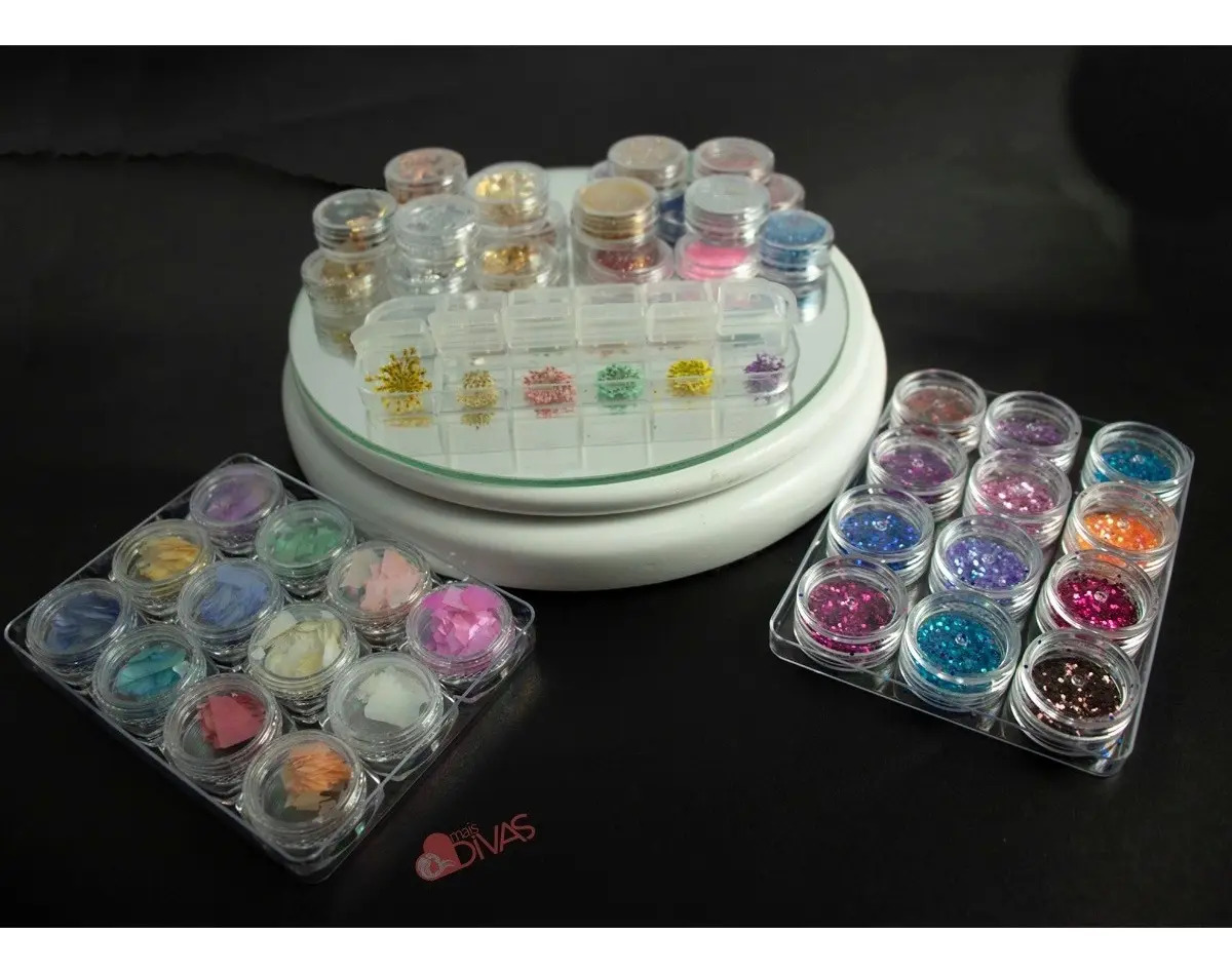 Kit Decorações Unhas Glitter Gel Encapsuladas Completo Parcelamento