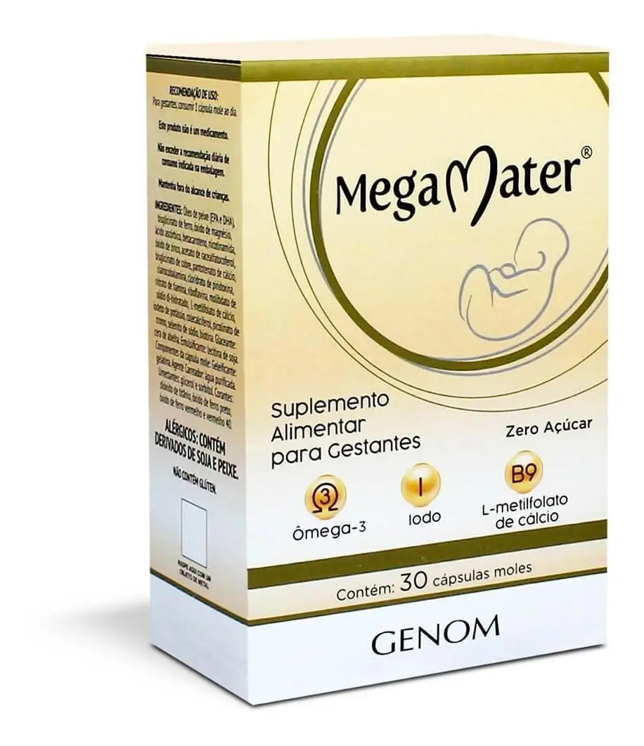 Mega Mater Metilfolato De Cálcio Ômega 3 Vitamina Gestante Mercado