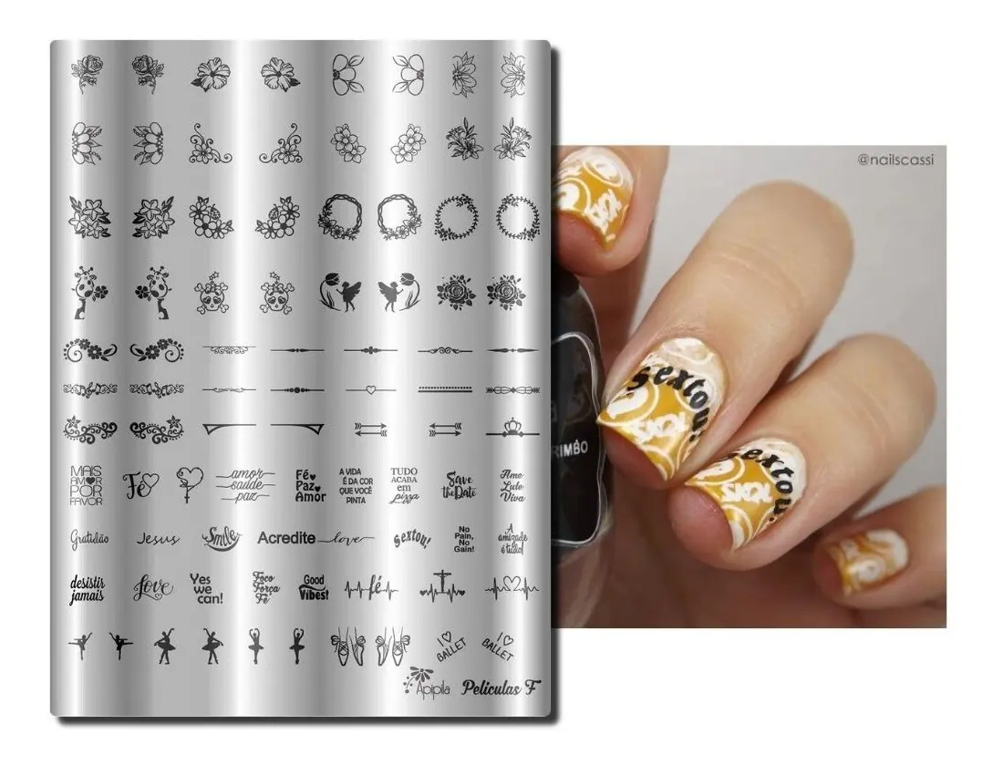 Placa Para Carimbo De Unhas Apipila Peliculas F Parcelamento sem juros