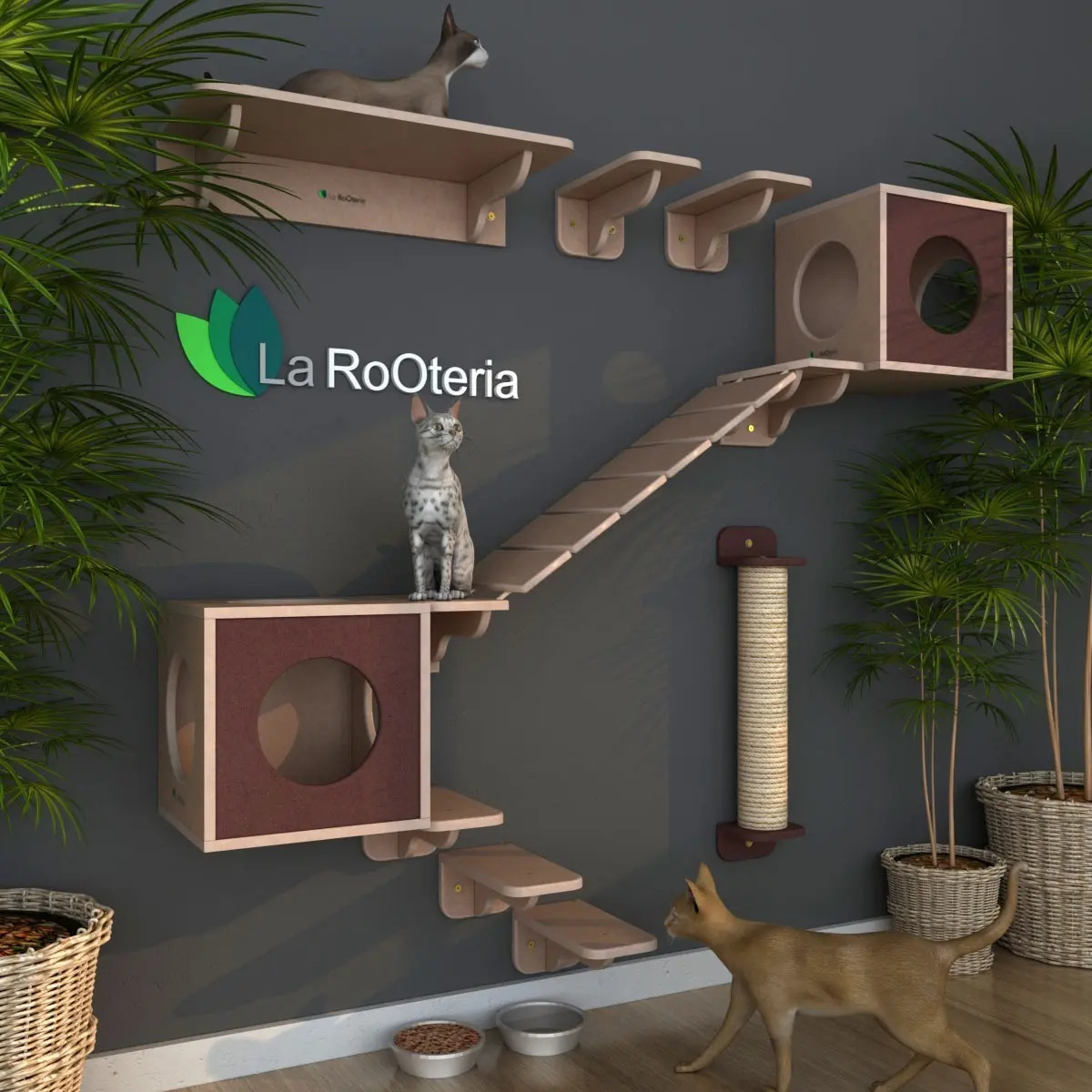 Kit Com Prateleira Para Gatos Sphynx (nogueira) La Rooteria Mercado Livre
