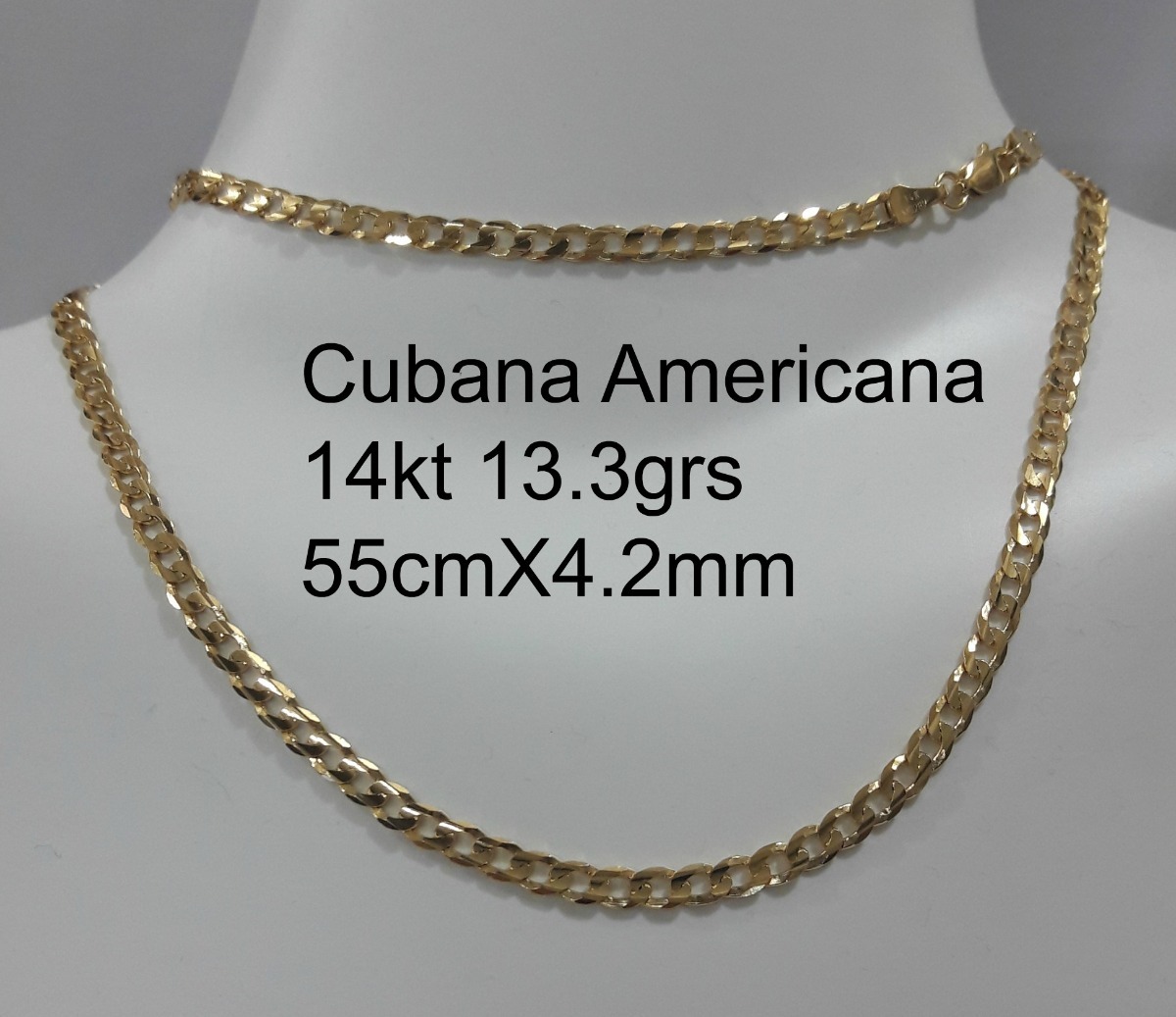 Cadena Cubana American Oro 14k 13.3gr Largo 55cm Ancho 4.2m JOYERIA