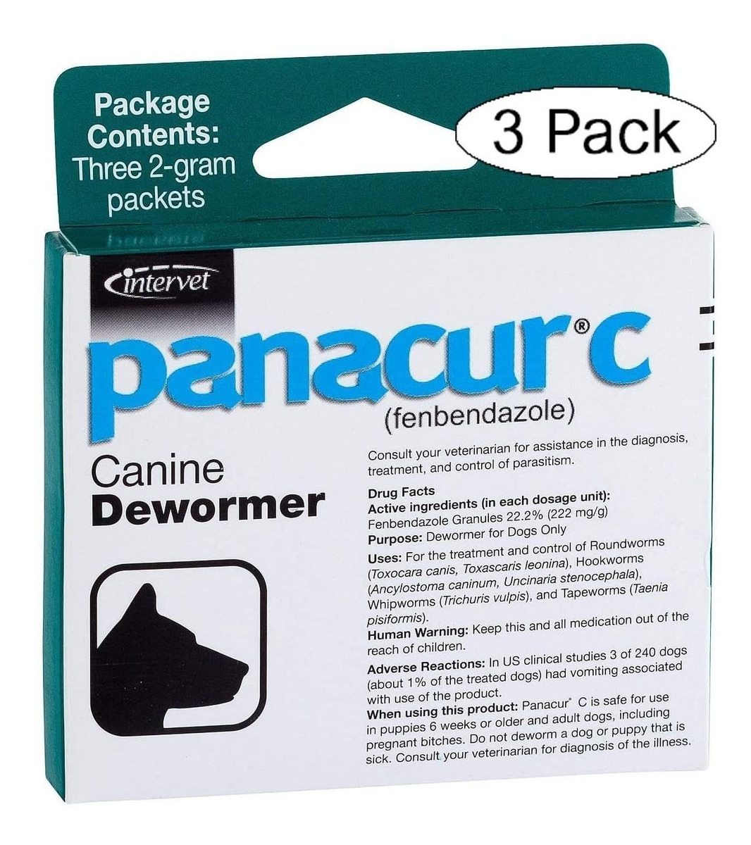 Panacur C Canine Dewormer Perros 0.07 Oz Cada Paquete Trata Envío gratis