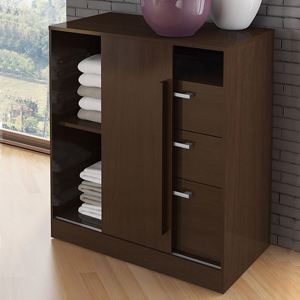 Comoda Cajonera Zapatero Bertolini 574 1 Pta 3 Cj Chocolate Meses sin