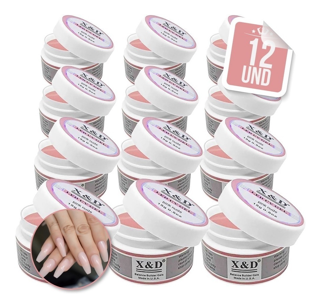 Kit 12 Gel Xed Alongamento Unha 15gr Led Uv Acrigel Original Frete grátis