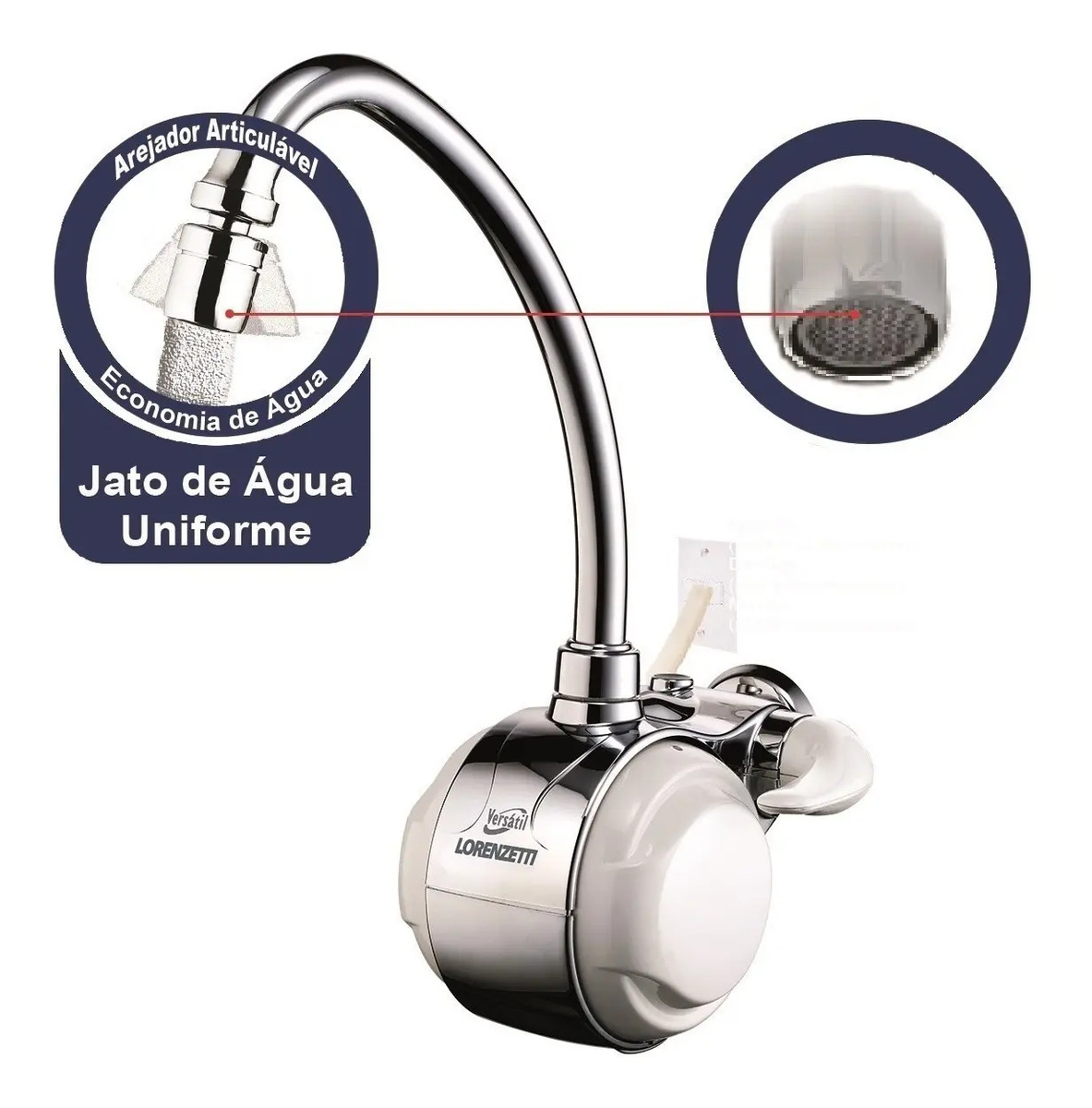 Torneira Elétrica Versátil Cromada/branco 220v/127v Lorenzet Mercado