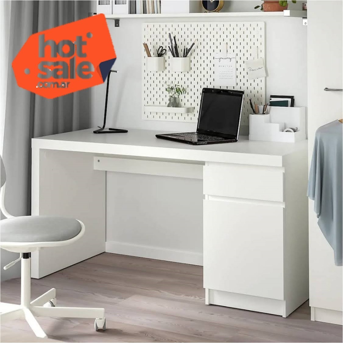 Escritorio Laqueado Juvenil Con Puerta Y Cajon Blanco 150x40 Mercado