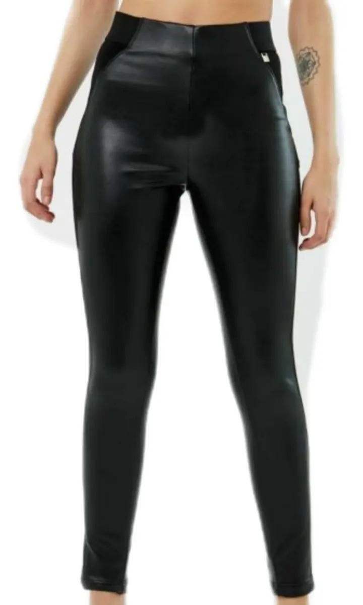 Leggings Vinipiel Negro Dama Cuero Sintético A La Cintura Mercado Libre