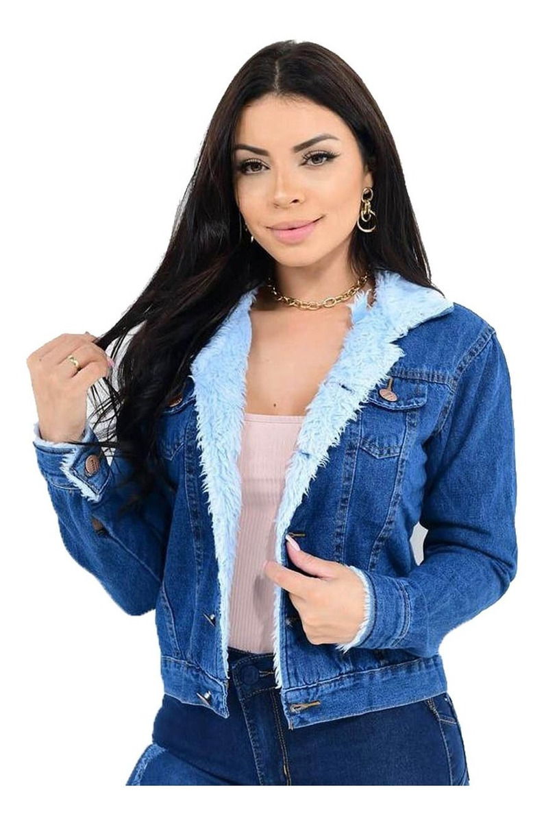 Jaqueta Jeans Feminina Baby Blue Forrada Lançamento Mercado Livre