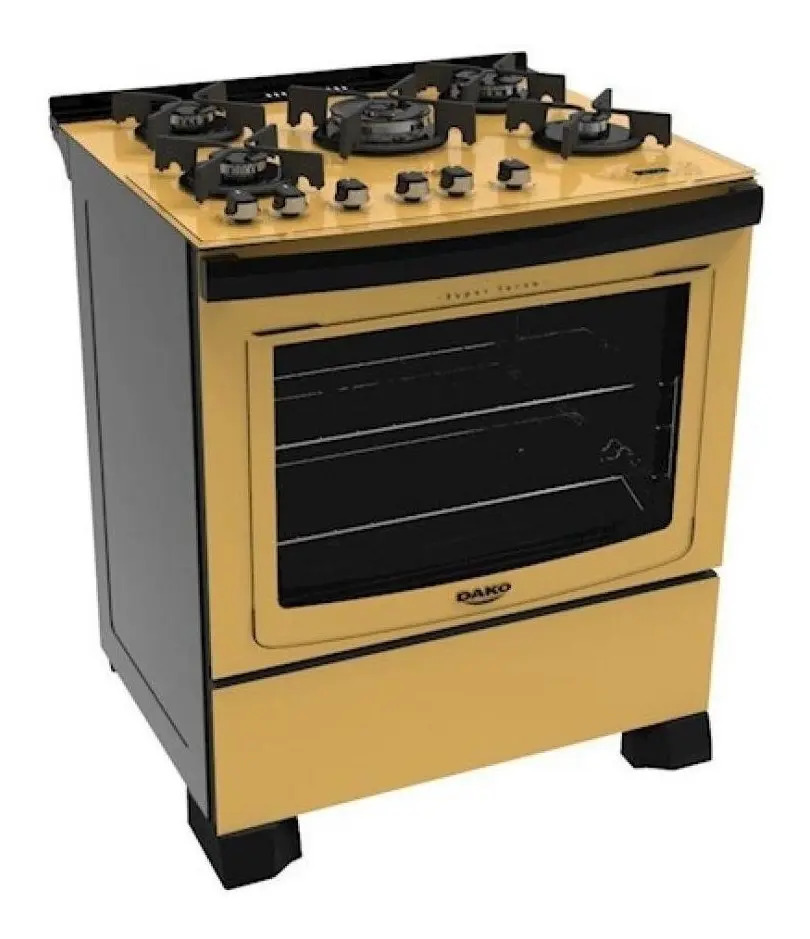 Fogão de embutir Dako Dakolors 5Q gás engarrafado 5 queimadores amarelo