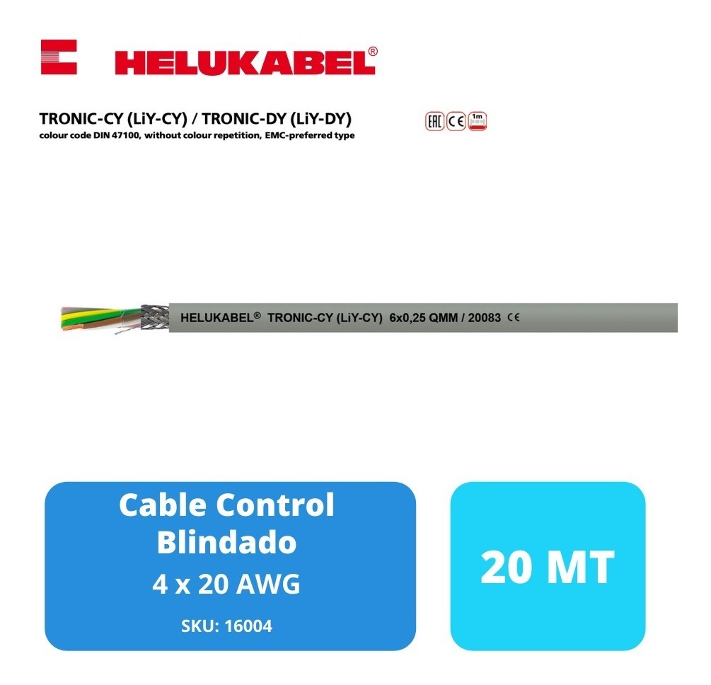 Cable Control Blindado 4x20 Awg / Helukabel / (20 Metros) URBANELECTRIC