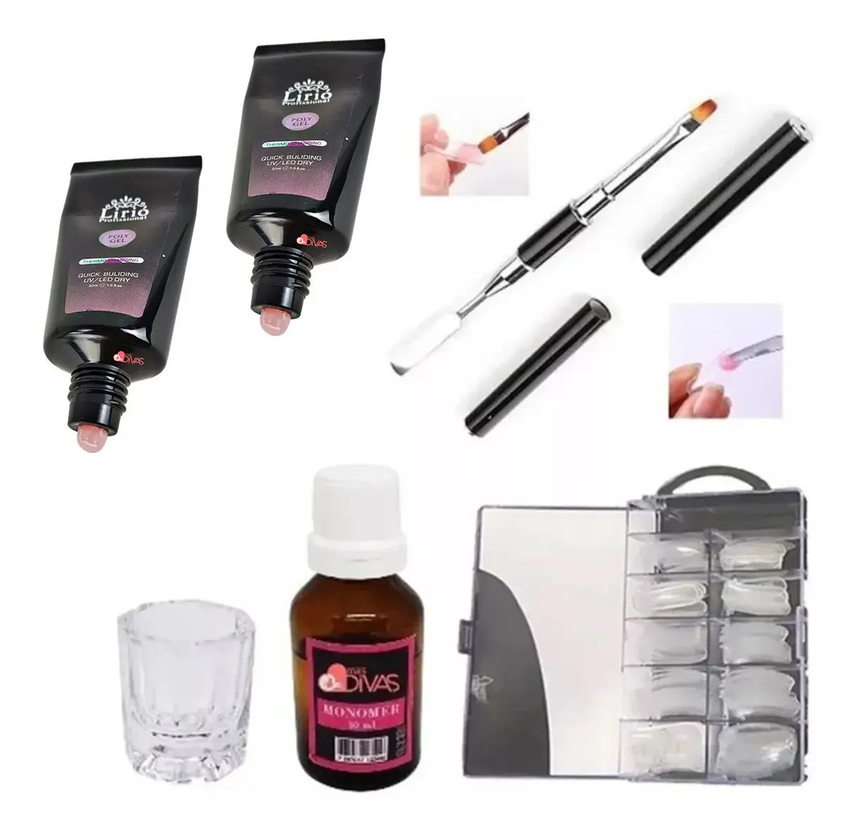 Kit Unhas Gel 02 Poligel Polygel J&x Unhas Molde Acrilico Frete grátis