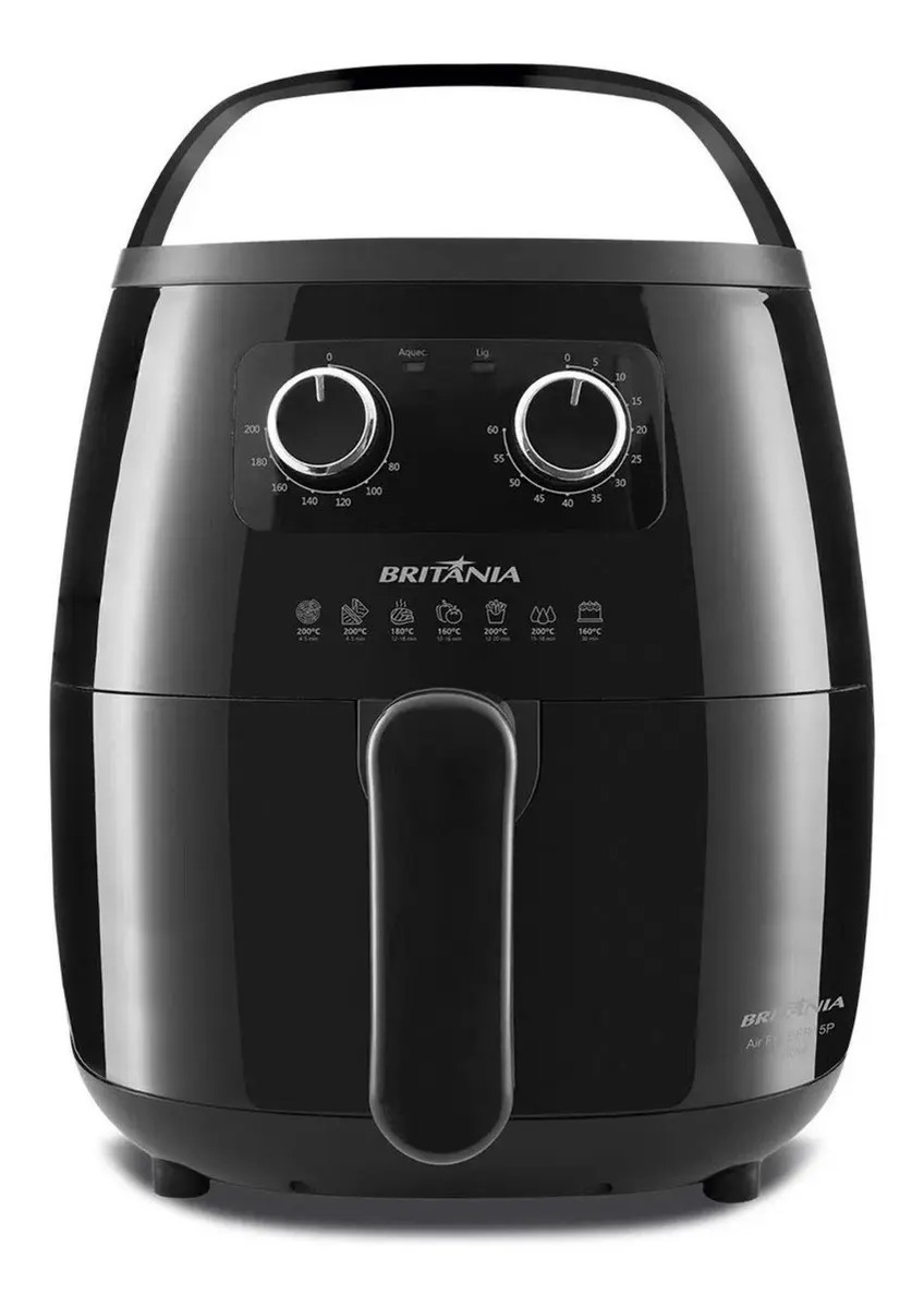 Fritadeira elétrica sem óleo Britânia Air Fry 6 L, capacidade do cesto