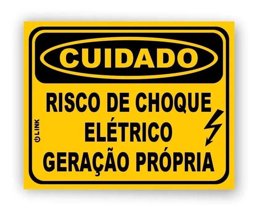 Placa Aviso Cuidado Geração Própria Risco De Choque Elétrico Mercado