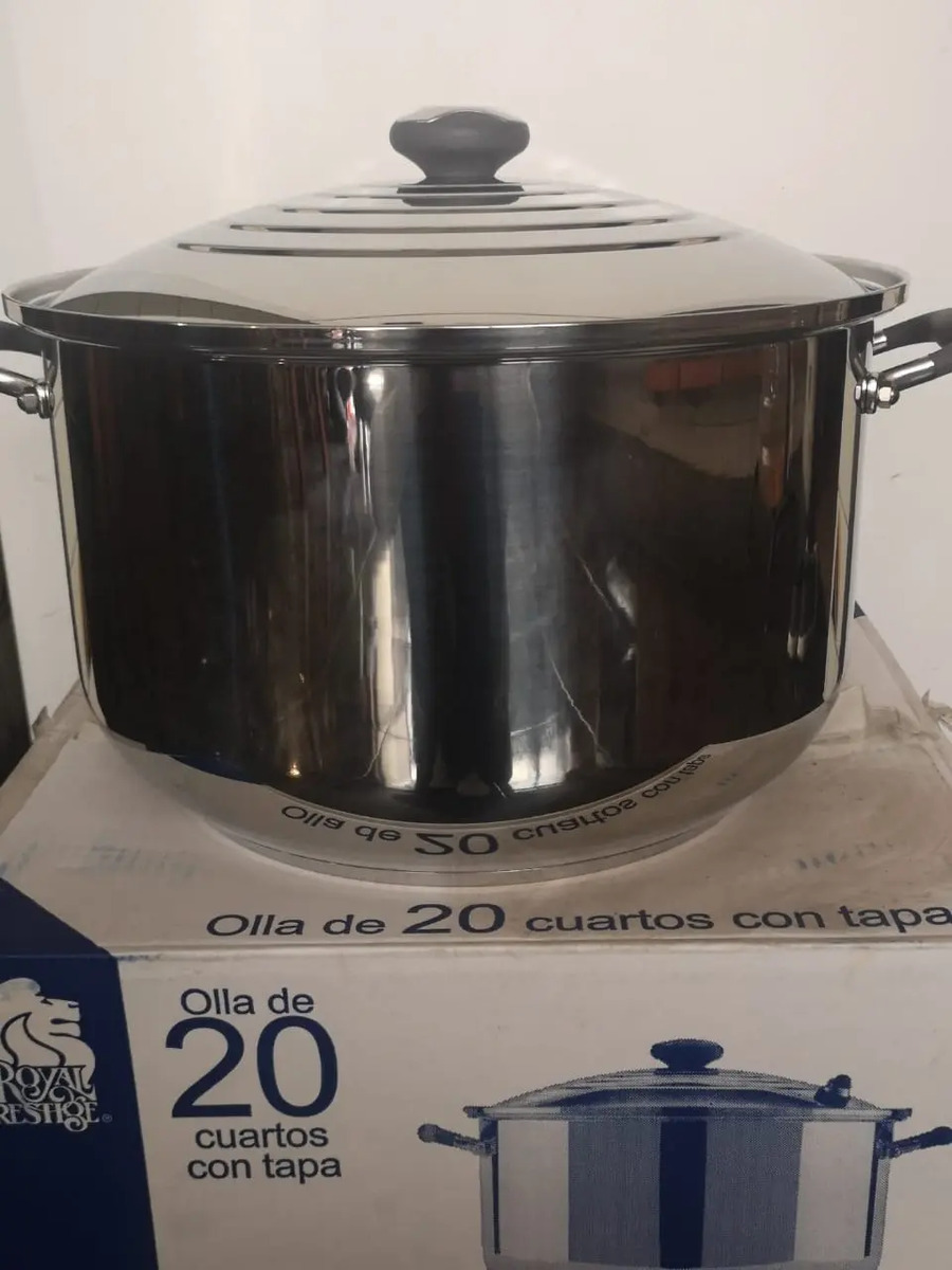 Olla 20 Qt Cuartos Con Tapa Royal Prestige, Acero Inoxidable Mercado Libre