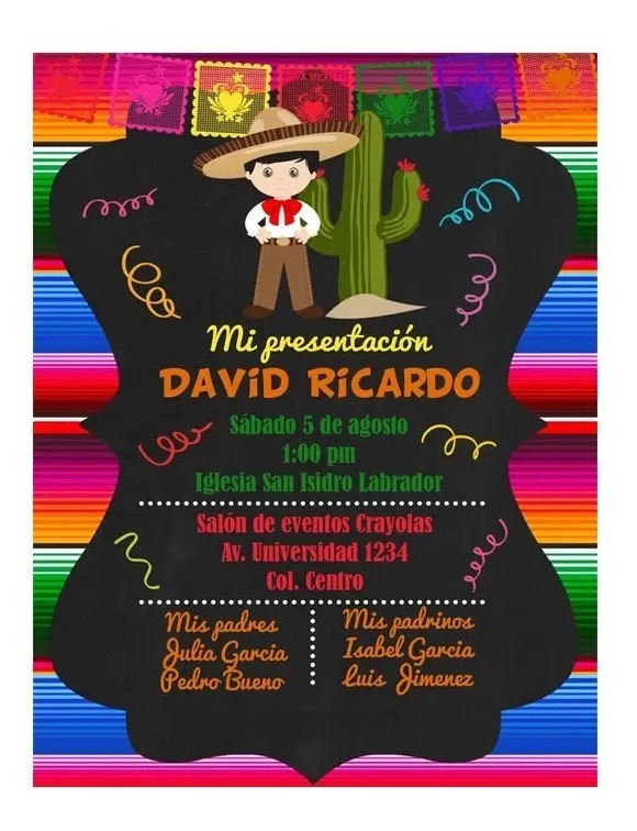 Invitacion Digital Baby Shower Bautizo Tema Mexicano Niño/a Meses sin