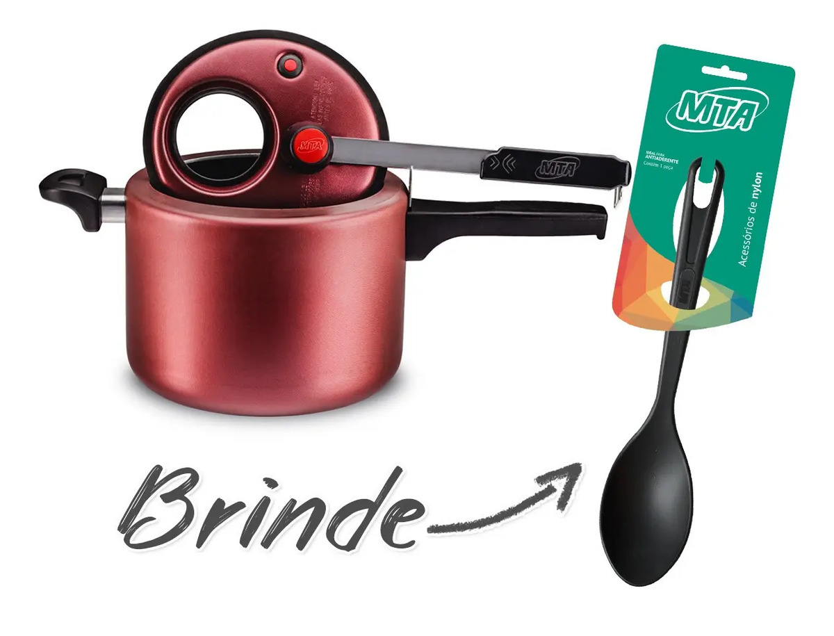 Panela Pressão 4,5 Litros Rose Visor Vidro Mta Brinde Colher Mercado