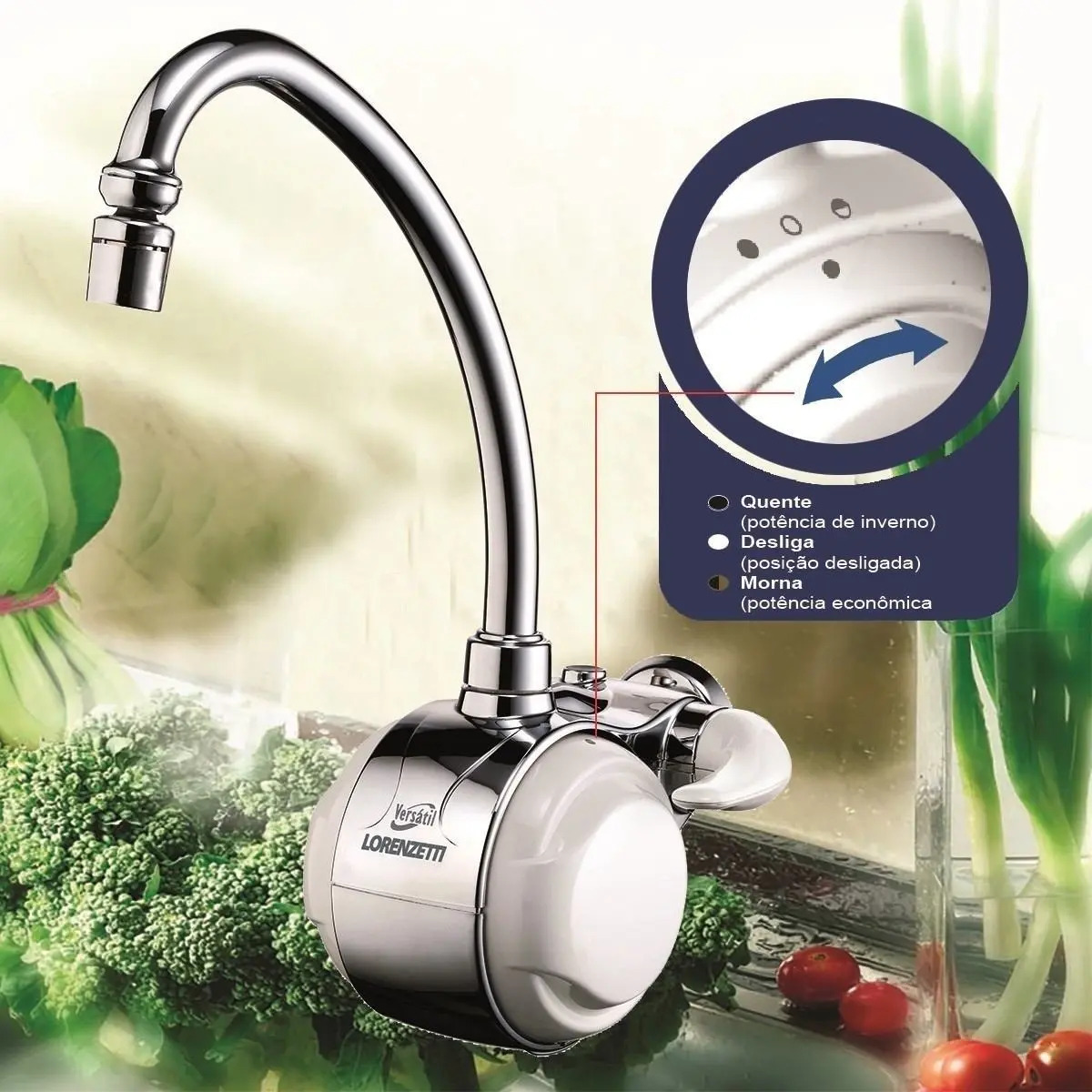 Torneira Elétrica Versátil Cromada/branco 220v/127v Lorenzet Mercado