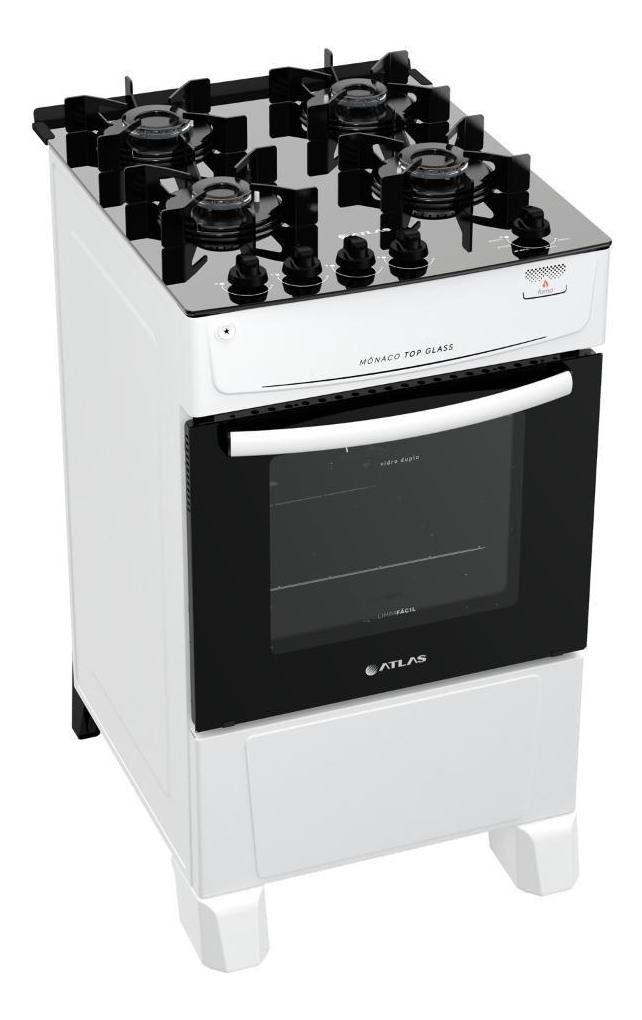 Fogão Atlas 4 Bocas Branco Mônaco Top Glass Mesa De Vidro Mercado Livre