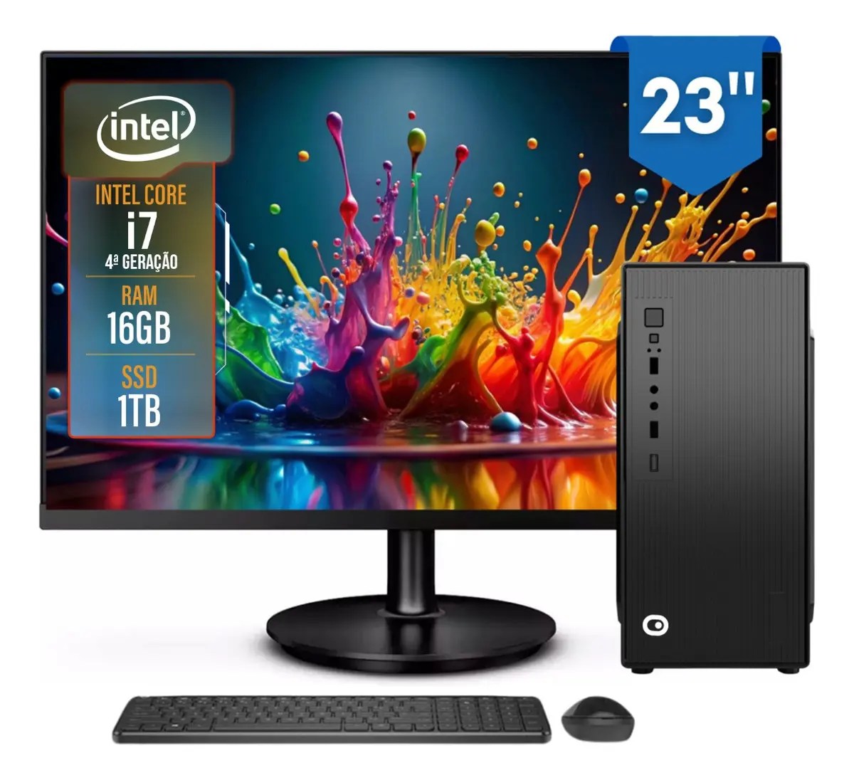 Computador Completo 2Eletro Top Intel Core i7, 16GB RAM, SSD 1TB, Bivolt, Monitor 23″ Full HD – CD2E-0136TO