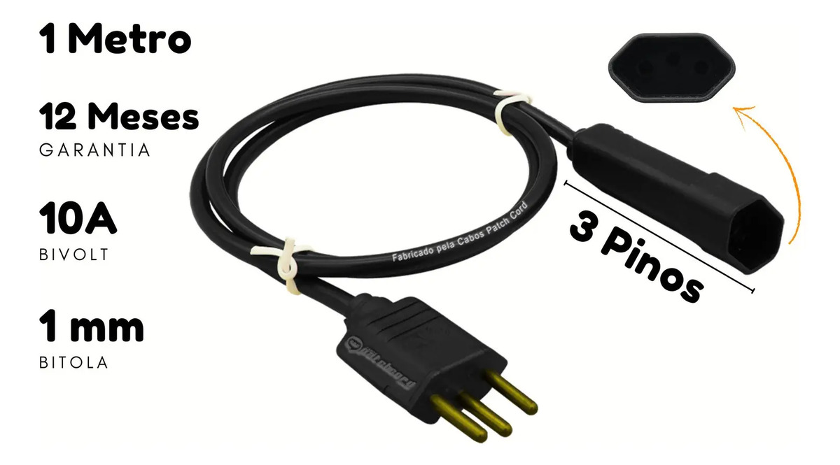Extensão Elétrica Bivolt Preto Profissional 1 Metro Mercado Livre
