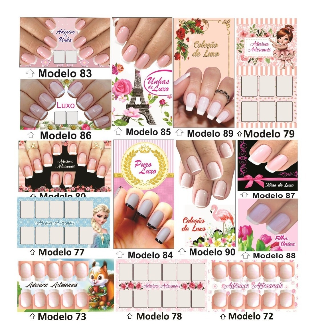 3000 Cartões Para Adesivos De Unhas Artesanais E Películas